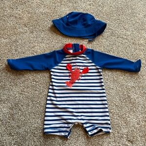 Adorable Lobster Swim Suit/Rash guard for Baby, size 6-9 months